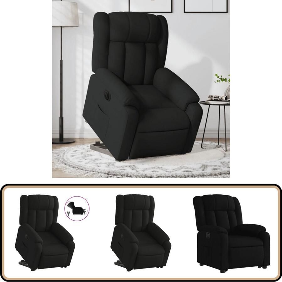 VidaXL Sta-op-stoel Elektrisch Verstelbaar Zwart Elektrische Sta-op-stoel Sta-opstoel Ergonomische Stoel Luxe Fauteuil Zitzak