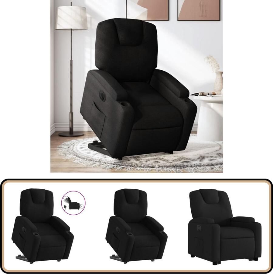 VidaXL Sta-op-stoel Elektrisch verstelbaar Zwart Elektrische Sta-op-stoel Sta-opstoel Fauteuil Verstelbare Stoel Comfortstoelen