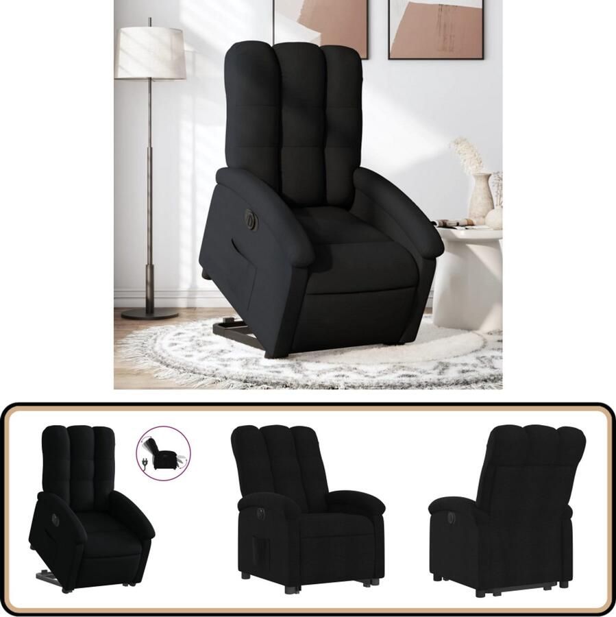 VidaXL Sta-op-stoel Elektrisch Verstelbaar Zwart Elektrische Sta-op-stoel Sta-opstoel Fauteuil Verstelbare Stoel Comfortabele Stoel