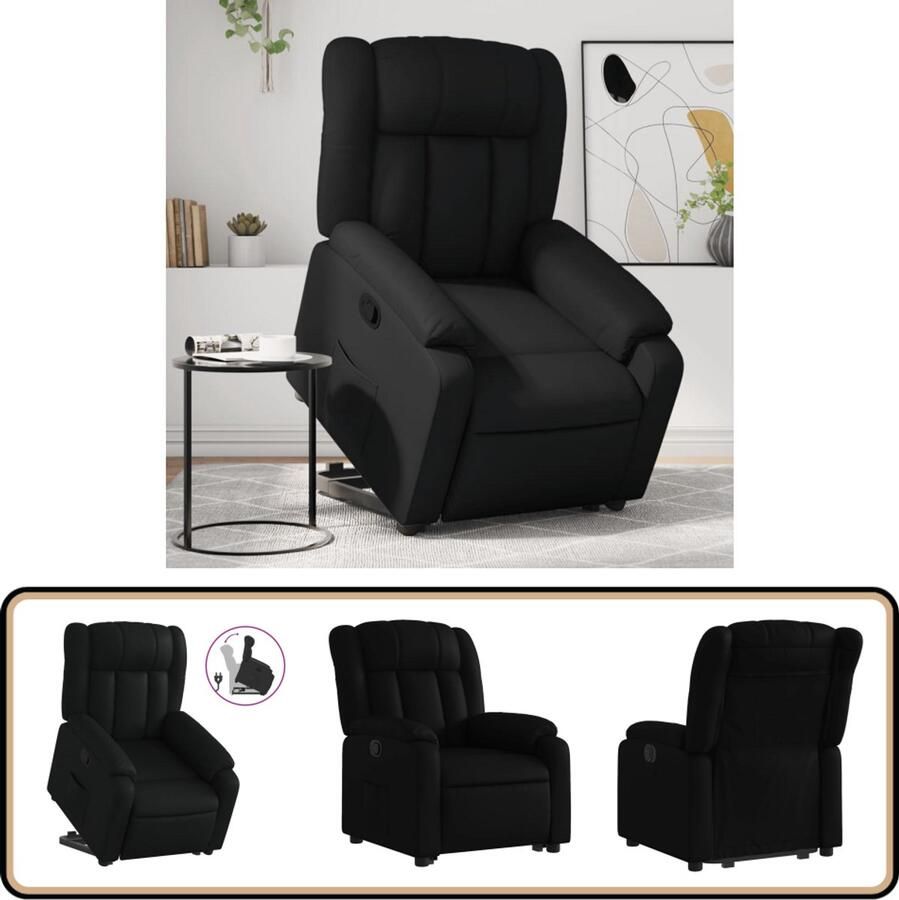 VidaXL Sta-op-stoel Kunstleer Zwart Comfortabel Verstelbare Fauteuil Elektrisch Bedienbaar Zitcomfort Ergonomische Stoel Kunstleder