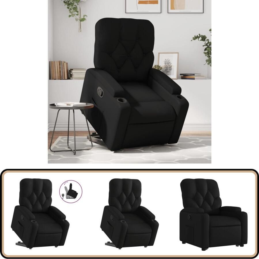 VidaXL Sta-op-stoel Kunstleer Zwart Elektrisch Verstelbare Stoel Elektrisch Opstarten Zitcomfort Ergonomische Stoel Robuuste Stoel - Foto 4