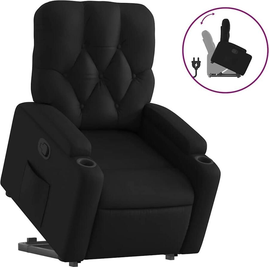 VidaXL Sta-op-stoel Kunstleer Zwart Elektrisch Verstelbare Stoel Elektrisch Opstarten Zitcomfort Ergonomische Stoel Robuuste Stoel - Foto 3