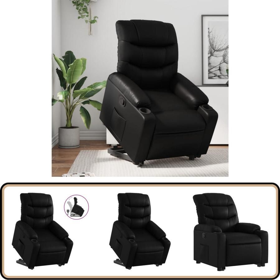 VidaXL Sta-op-stoel Kunstleer Zwart Verstelbare Stoel Elektrisch Opstarten Fauteuil Kunstleder Ergonomische Stoel