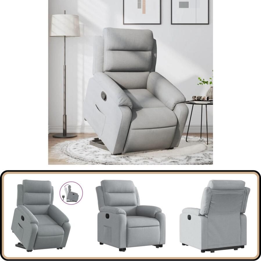 VidaXL Sta-op-stoel lichtgrijs verstelbaar Verstelbare Stoel Sta-op-stoel Elektrisch Bedienbare Stoel Fauteuil Leesstoel