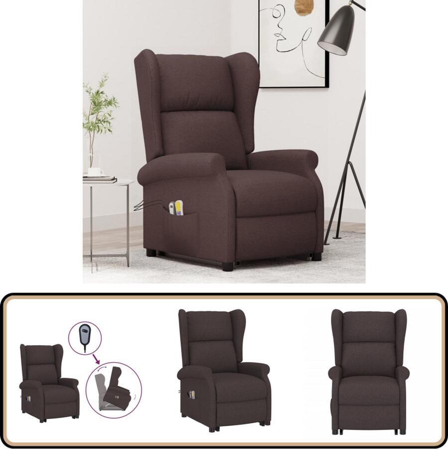 VidaXL Sta-op-stoel Massagestoel Donkerbruin Sta-op Massagerstoel Fauteuil Massage Ergonomische Stoel Relaxfauteuil Comfortstoelen