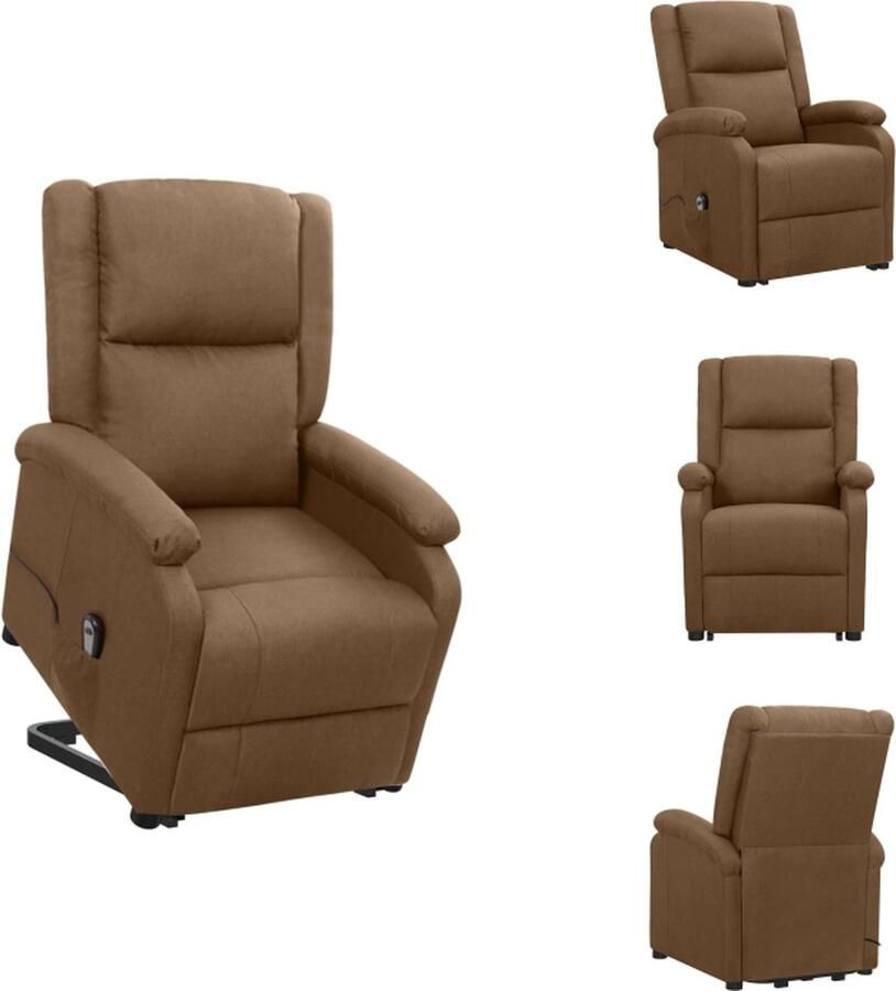 VidaXL Sta-op-stoel Bruin Verstelbaar Polyester Sta-op-stoel Elektrisch Verstelbare Stoel Relaxfauteuil Ergonomische Stoel Comfortstoel - Foto 4