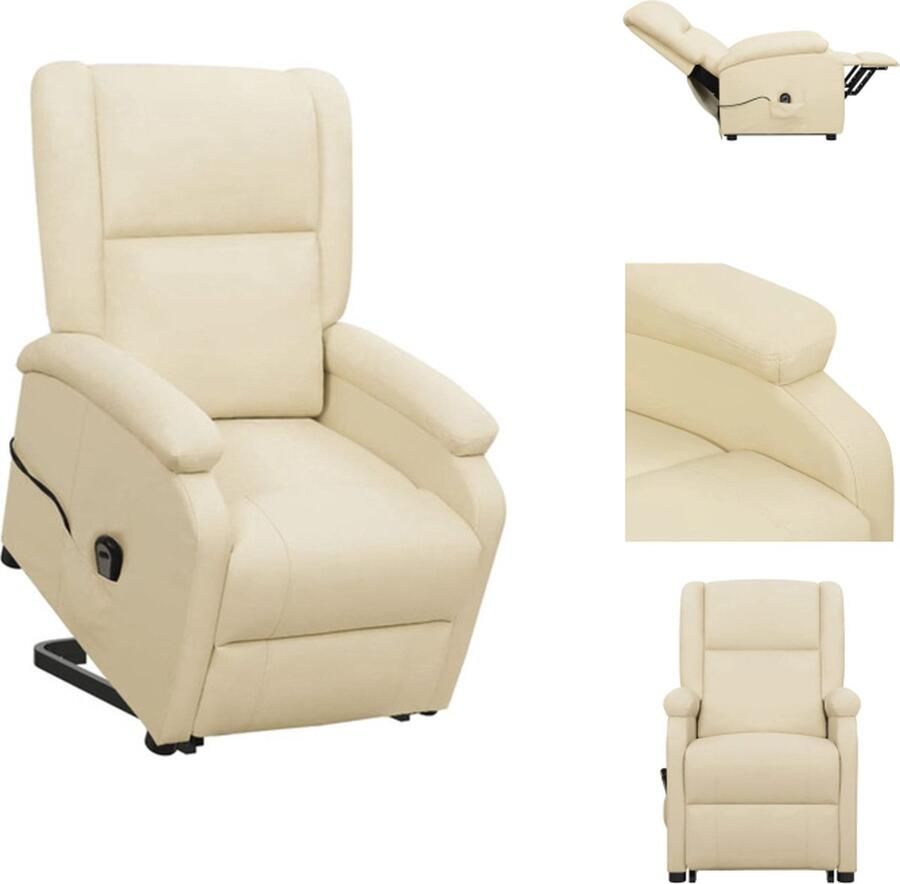VidaXL Sta-op-stoel Relaxfauteuil Kunstleer en Metaal Crème 70x89x103.5cm Verstelbaar Fauteuil - Foto 2