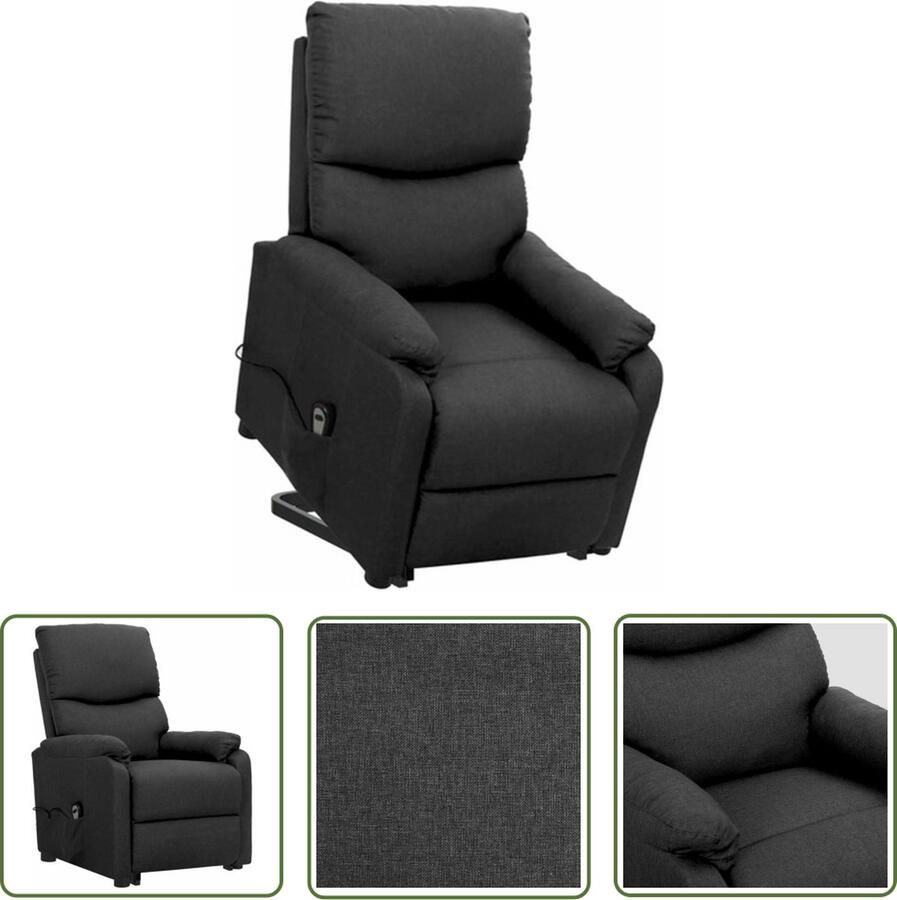 VidaXL Sta-op-stoel Relaxfauteuil Sta-op-stoel stof donkergrijs Elektrisch Bedienbaar Ergonomische Stoel Zitcomfort - Foto 2
