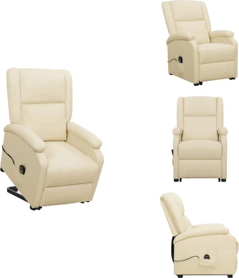 VidaXL Sta-op-stoel Relaxfauteuil Kunstleer en Metaal Crème 70x89x103.5cm Verstelbaar Fauteuil