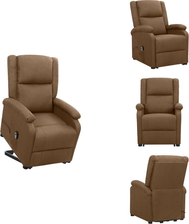 VidaXL Sta-op-stoel Bruin Verstelbaar Polyester Sta-op-stoel Elektrisch Verstelbare Stoel Relaxfauteuil Ergonomische Stoel Comfortstoel - Foto 3