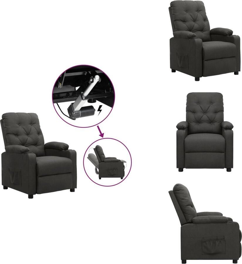 VidaXL Sta-opstoel Verstelbare rugleuning en voetensteun Donkergrijs 78.5 x 93 x 96.5 cm (B x D x H) 100% polyester Fauteuil - Foto 2