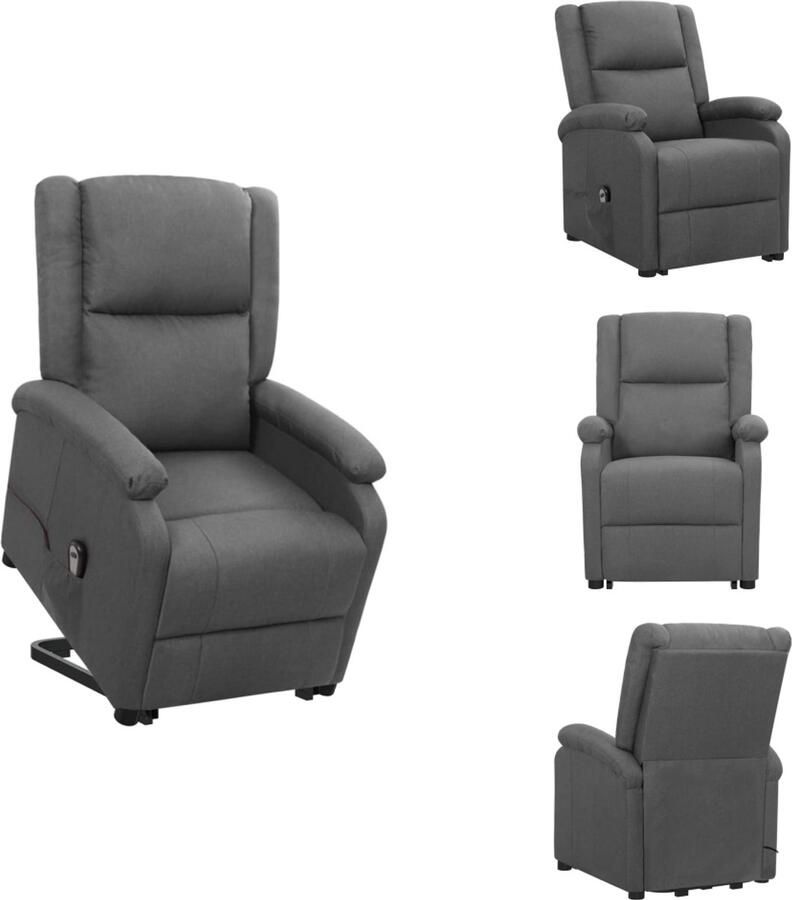 VidaXL Sta-op-stoel Relaxfauteuil donkergrijs 70 x 89 x 103.5 cm verstelbaar montageset Fauteuil - Foto 5