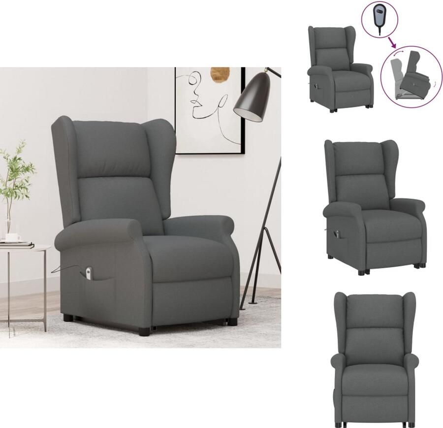 VidaXL Sta-op-stoel Relaxfauteuil donkergrijs 70 x 89 x 103.5 cm verstelbaar montageset Fauteuil - Foto 3