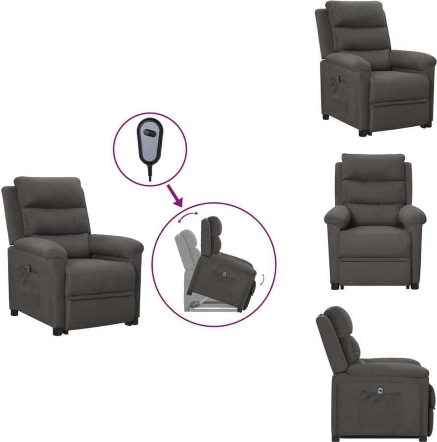 VidaXL Sta-op-stoel Relaxfauteuil donkergrijs 70 x 89 x 103.5 cm verstelbaar montageset Fauteuil