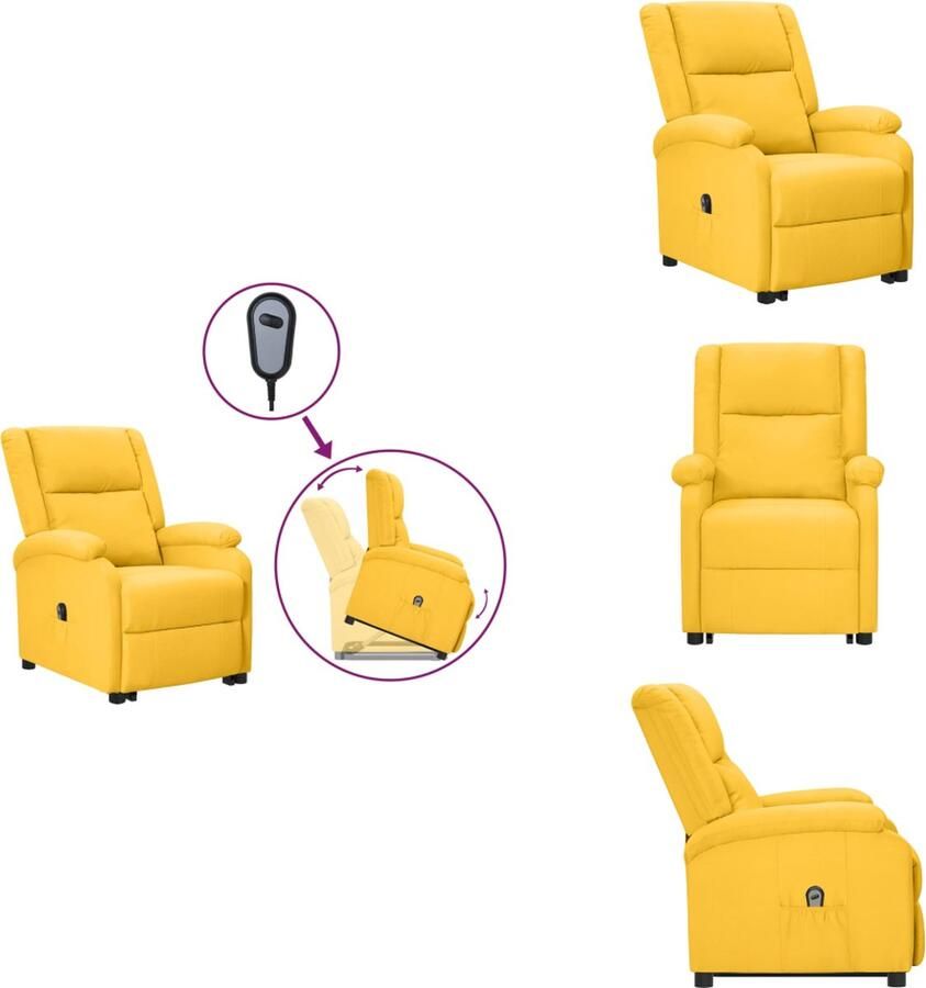 VidaXL Sta-op-stoel Sta-op-stoelen Fauteuil Stoel Sta-op-stoel verstelbaar stof geel