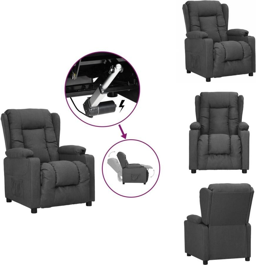 VidaXL Sta-op-stoel Sta-op-stoelen Fauteuil Stoel Sta-opstoel verstelbaar stof donkergrijs