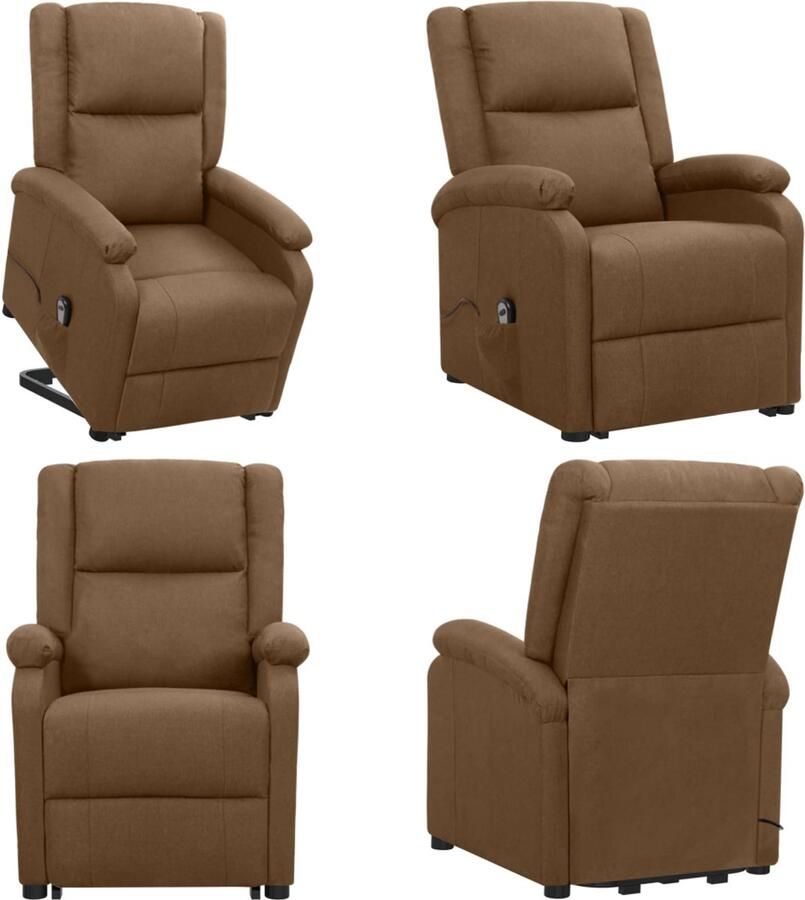 VidaXL Sta-op-stoel Bruin Verstelbaar Polyester Sta-op-stoel Elektrisch Verstelbare Stoel Relaxfauteuil Ergonomische Stoel Comfortstoel - Foto 2