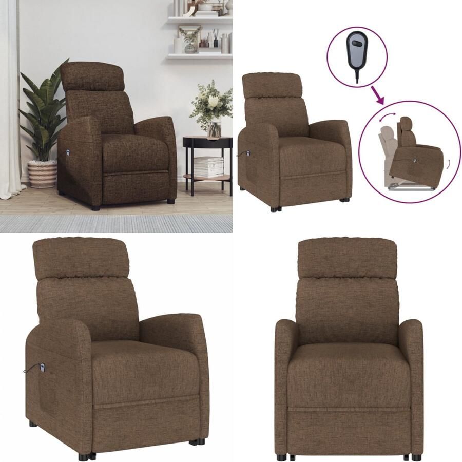 VidaXL Sta-op-stoel stof bruin Sta-op-stoel Sta-op-stoelen Fauteuil Stoel
