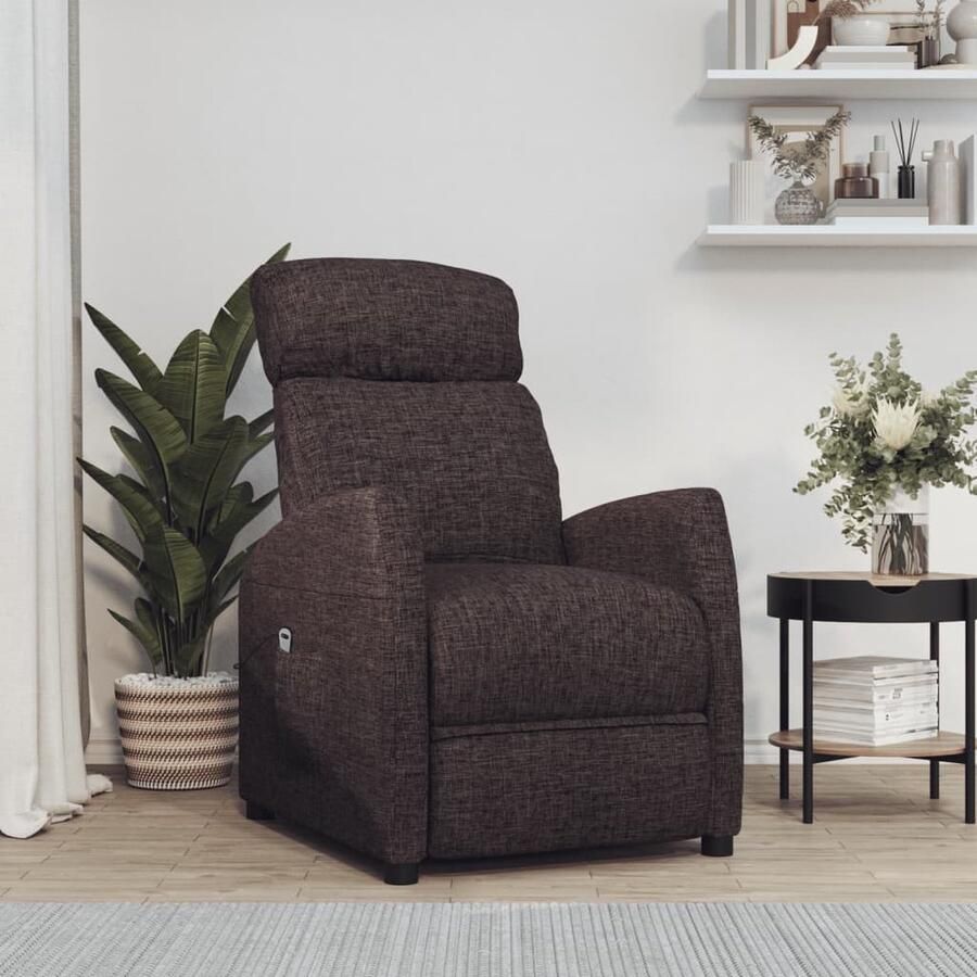 VidaXL Sta-op-stoel Stof Donkerbruin Verstelbaar Sta-op-stoel Relaxfauteuil Verstelbare Stoel Elektrisch Heffen Ergonomische Stoel Comfortstoel Zitzak - Foto 3