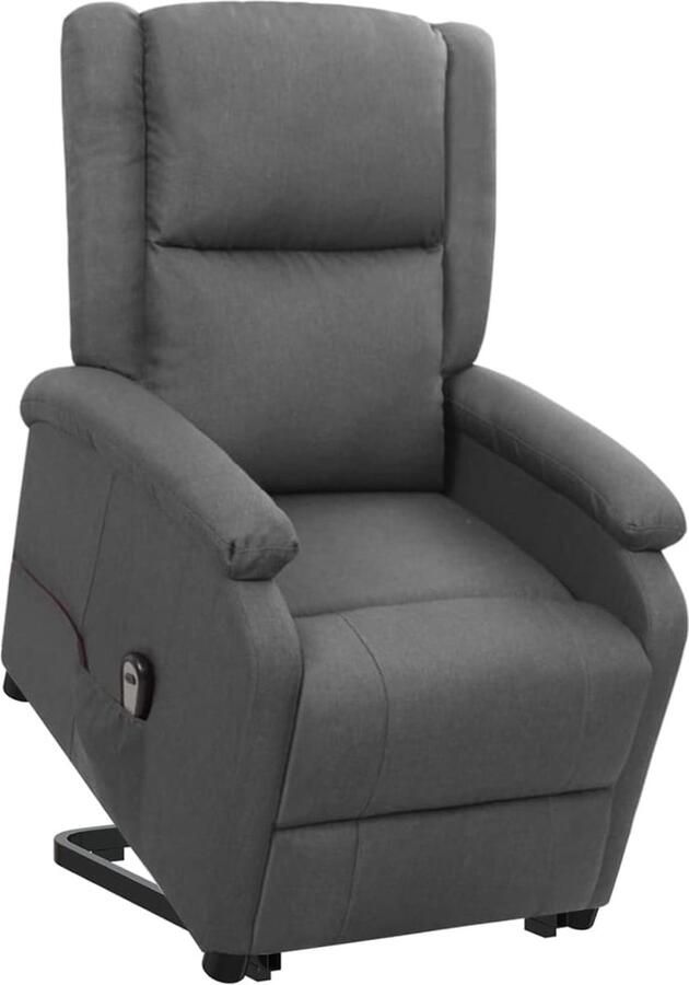 VidaXL Sta-op-stoel Stof Donkergrijs Sta-op-stoel Relaxfauteuil Elektrisch Bedienbaar Grijs Ergonomisch Zitzak - Foto 2