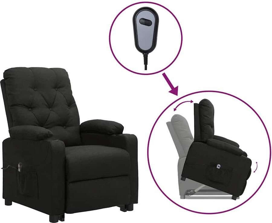 VidaXL Sta-opstoel verstelbaar stof zwart