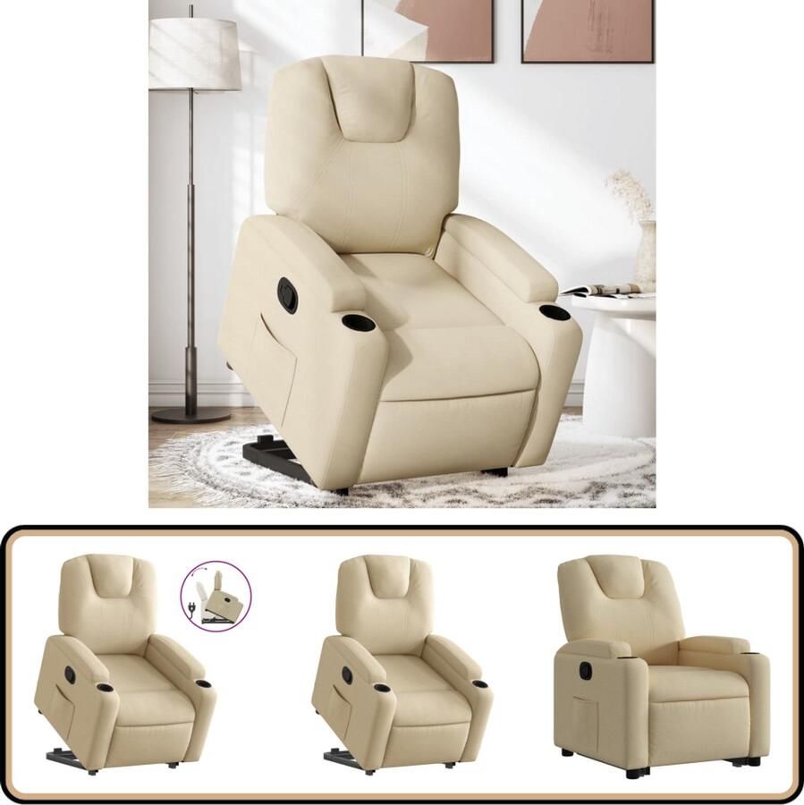 VidaXL Sta-op-stoel Verstelbaar Crèmekleurig Verstelbare Stoel Elektrisch Bediening Fauteuil Zitzak Ergonomische Stoel