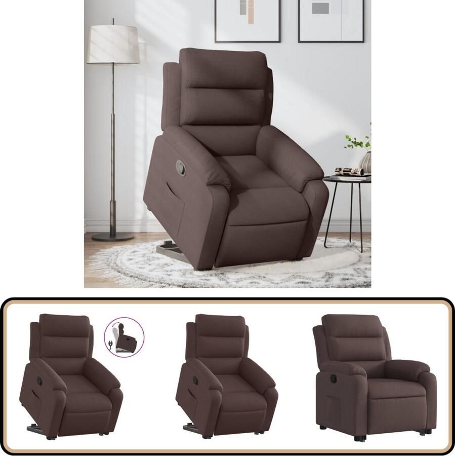 VidaXL Sta-op-stoel Verstelbaar Donkerbruin Verstelbare Stoel Sta-op-stoel Elektrisch Bediening Comfort Stoel Fauteuils