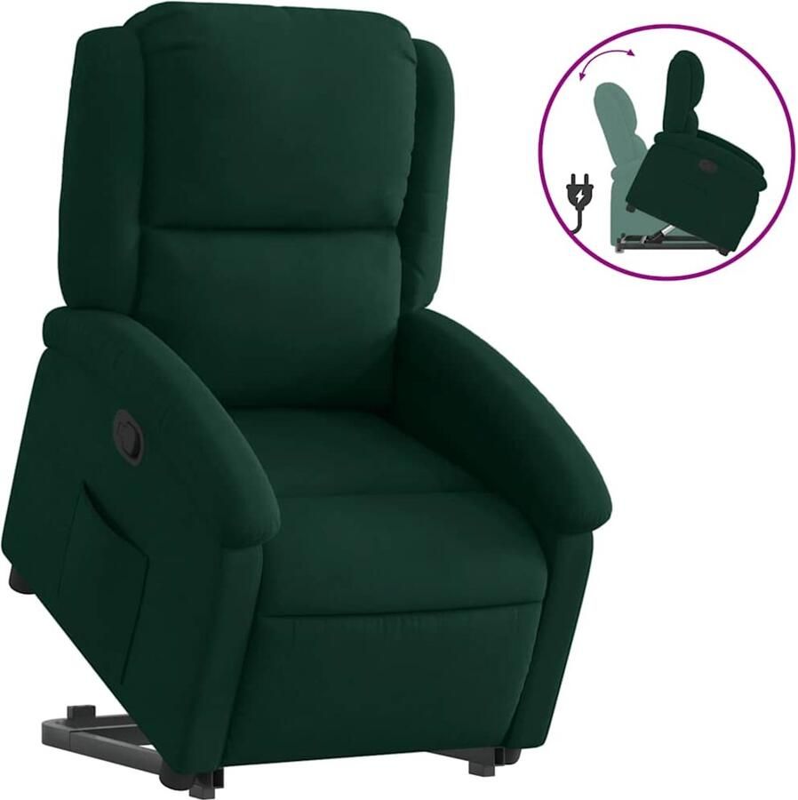 Vida XL vidaXL Sta-op-stoel verstelbaar fluweel donkergroen-VXL-3204302 - Foto 2