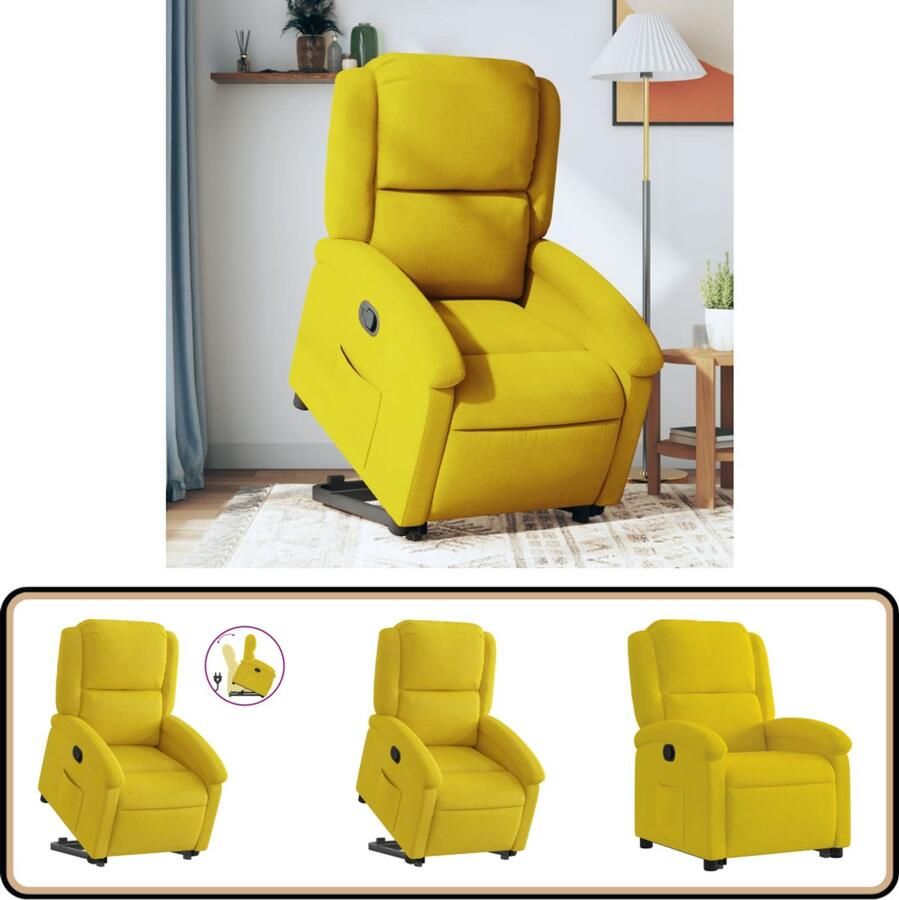 VidaXL Sta-op-stoel Verstelbaar Fluweel Geel Verstelbare Stoel Elektrisch Bediening Fauteuil Zitmeubilair Loungestoel