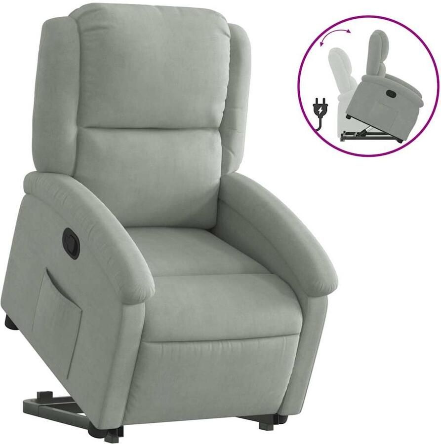 Vida XL vidaXL Sta-op-stoel verstelbaar fluweel lichtgrijs-VXL-3204300 - Foto 3