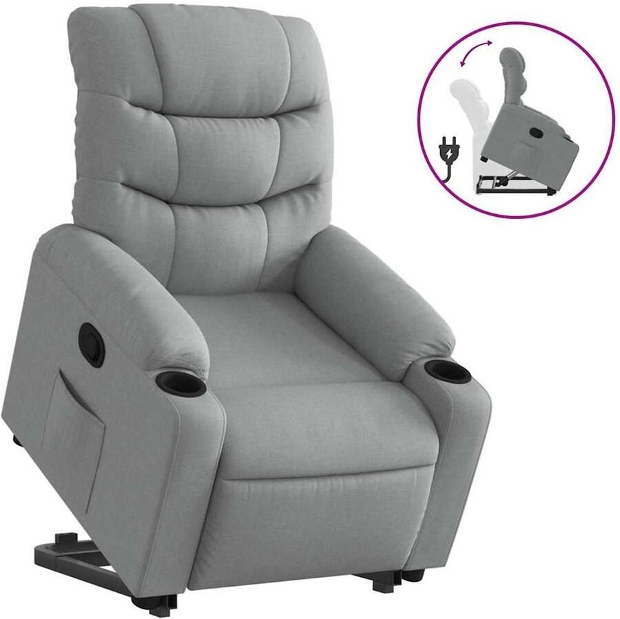 VidaXL Sta-op-stoel verstelbaar stof lichtgrijs