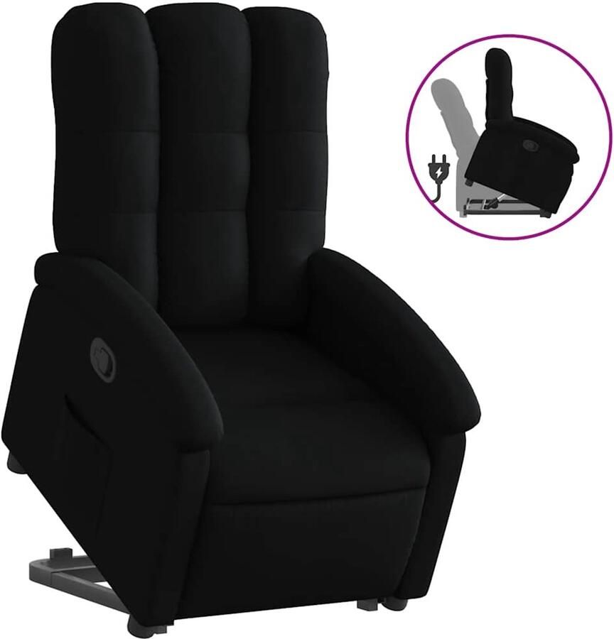 VidaXL Elektrisch Bediening Sta Op Stoel Sta-op-stoel verstelbaar stof zwart Ergonomische Stoel Rolstoelhoogte Inklapbare Stoel - Foto 4