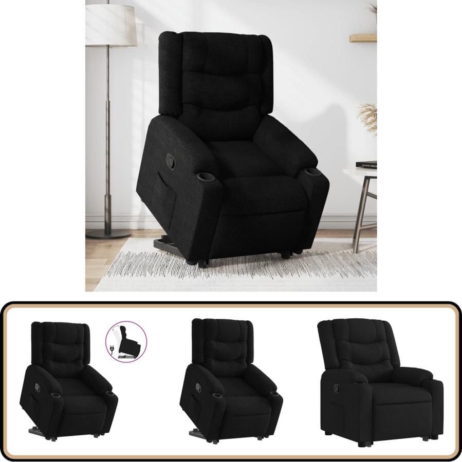 VidaXL Sta-op-stoel Verstelbaar Zwart Verstelbare Stoel Sta Op Stoel Elektrisch Bediening Fauteuil Comfortstoelen