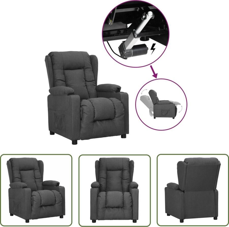 The Living Store Sta-op-stoel stof donkergrijs Verstelbare Stoel Sta-op-stoel Elektrisch Bedienbaar Ergonomische Stoel Fauteuile - Foto 2