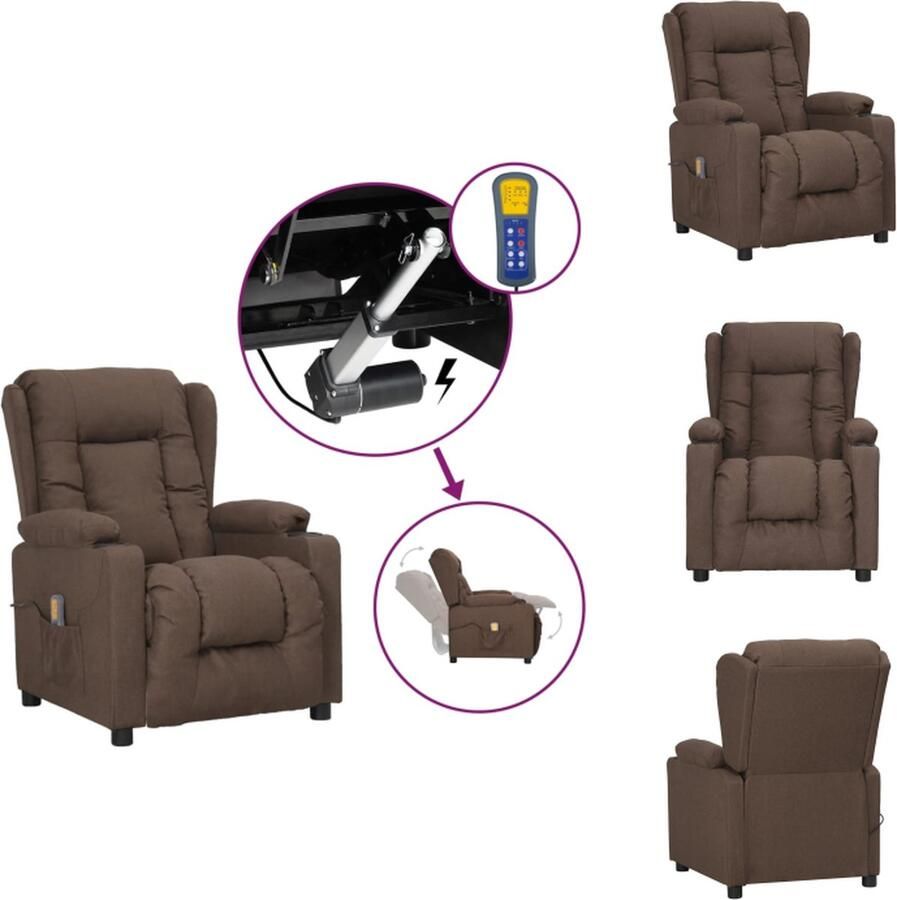 VidaXL Sta-op Verstelbare Massagestoel Taupe 72.5 x 96 x 99.5 cm Massage en Verwarming Fauteuil - Foto 2