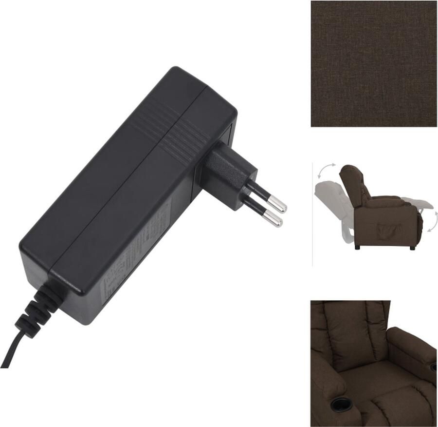 VidaXL Sta-op-stoel Sta-op-stoelen Fauteuil Stoel Sta-opstoel verstelbaar stof donkerbruin - Foto 2