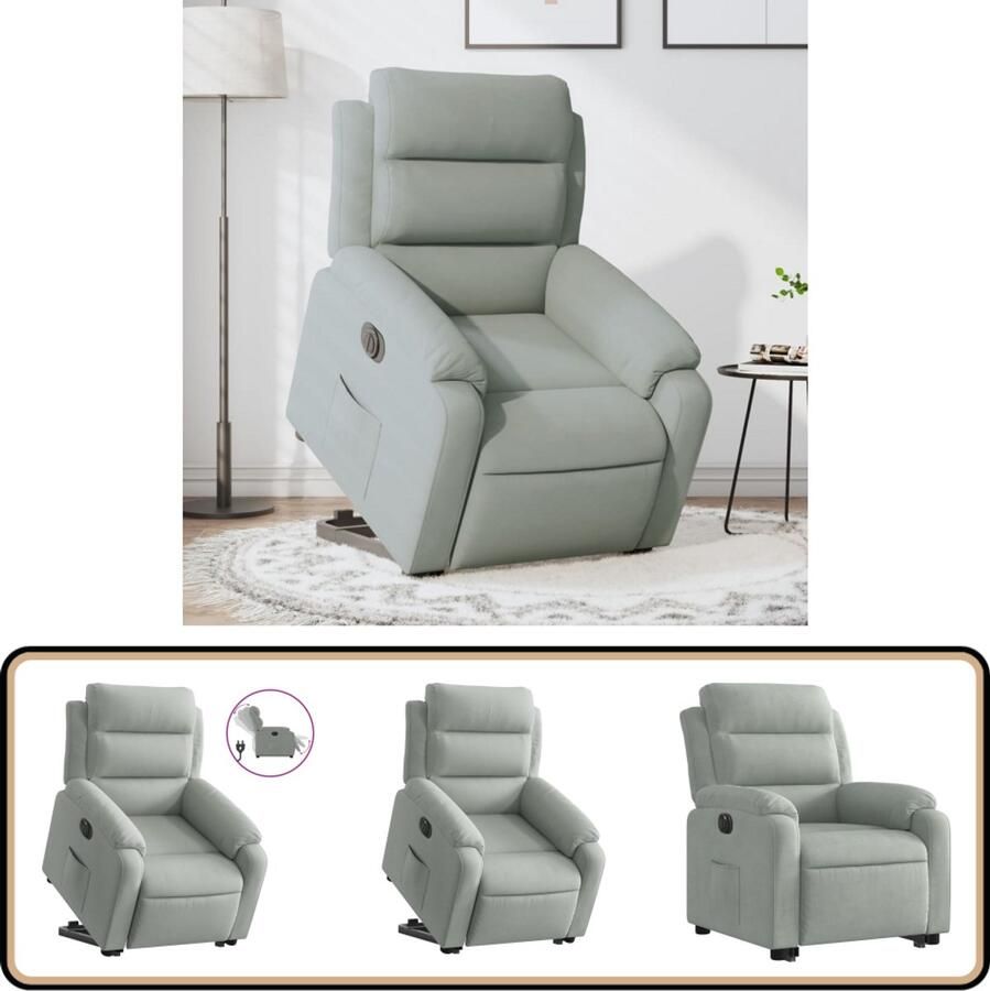 VidaXL Sta-opstoel Elektrisch Verstelbaar Fluweel Lichtgrijs Elektrische Sta-op-stoel Sta-opstoel Fauteuils Ergonomische Stoel Comfortstoelen