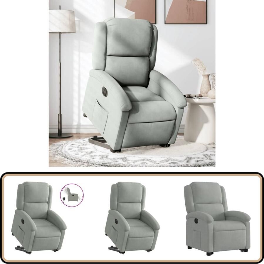 VidaXL Sta-opstoel elektrisch verstelbaar lichtgrijs Elektrische Sta-opstoel Elektrische Sta-opstoelen Sta-opstoel Staopstoel