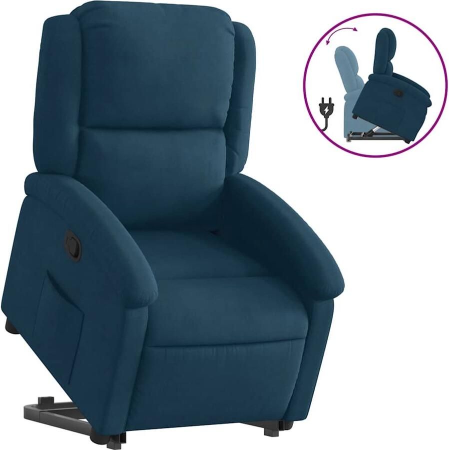 Vida XL vidaXL Sta-opstoel fluweel blauw-VXL-3204310 - Foto 2
