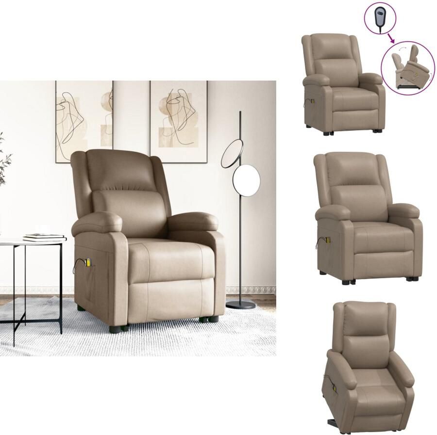 VidaXL Sta-opstoel Sta-opstoelen Staopstoel Sta Op Stoel Sta-op-massagestoel kunstleer cappuccinokleurig