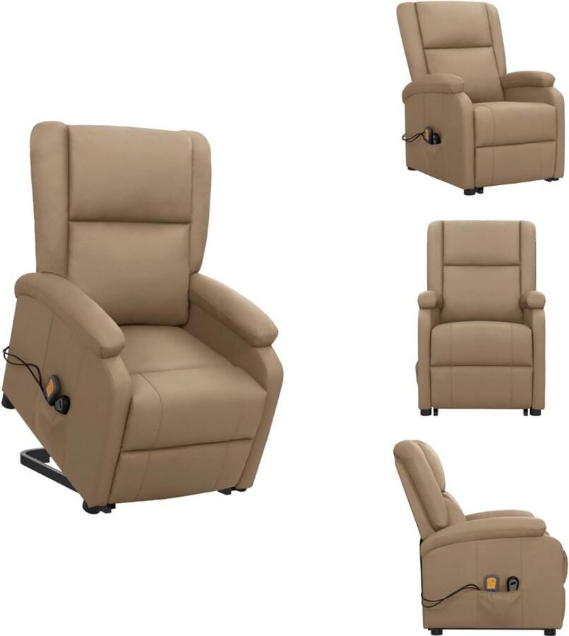 VidaXL Sta-opstoel Sta-opstoelen Staopstoel Sta Op Stoel Sta-op-massagestoel kunstleer cappuccinokleurig - Foto 2