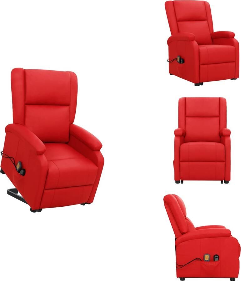 VidaXL Sta-opstoel Sta-opstoelen Staopstoel Sta Op Stoel Sta-op-massagestoel kunstleer rood