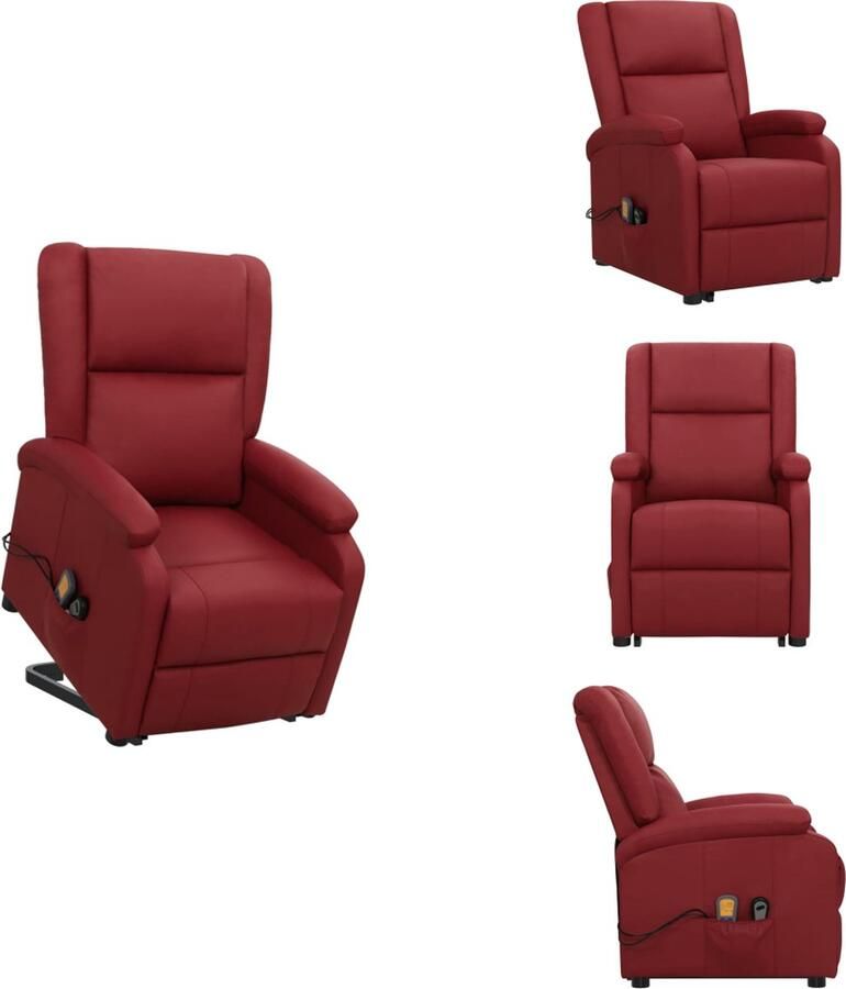 VidaXL Sta-opstoel Sta-opstoelen Staopstoel Sta Op Stoel Sta-op-massagestoel kunstleer wijnrood