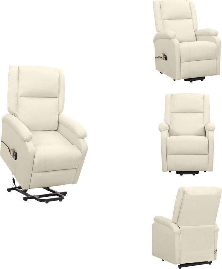 VidaXL Sta-op-massagestoel Crème 70x89x103.5 cm verstelbare rugleuning en voetensteun + massage 6-punts trillingsmassage montage vereist Fauteuil