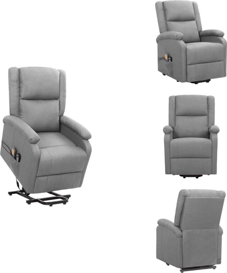 VidaXL Sta-opstoel Sta-opstoelen Staopstoel Sta Op Stoel Sta-op-massagestoel stof lichtgrijs