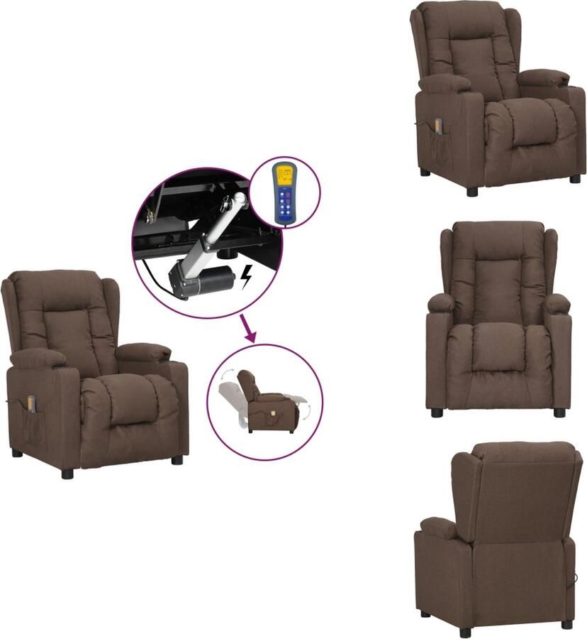 VidaXL Sta-op Verstelbare Massagestoel Taupe 72.5 x 96 x 99.5 cm Massage en Verwarming Fauteuil