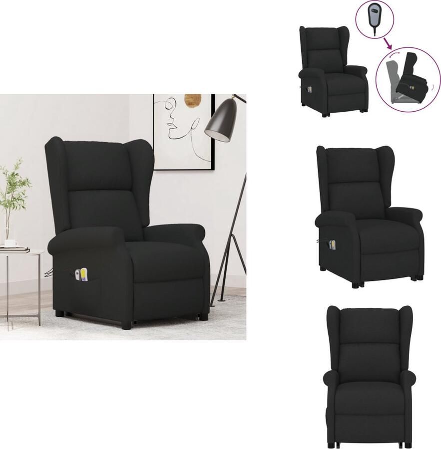 VidaXL Sta-opstoel Sta-opstoelen Staopstoel Sta Op Stoel Sta-op-massagestoel stof zwart