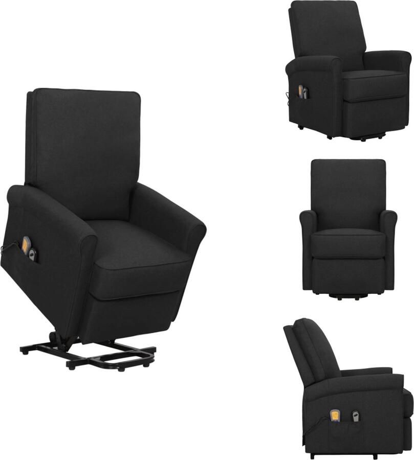 VidaXL Sta-opstoel Sta-opstoelen Staopstoel Sta Op Stoel Sta-op-massagestoel stof zwart