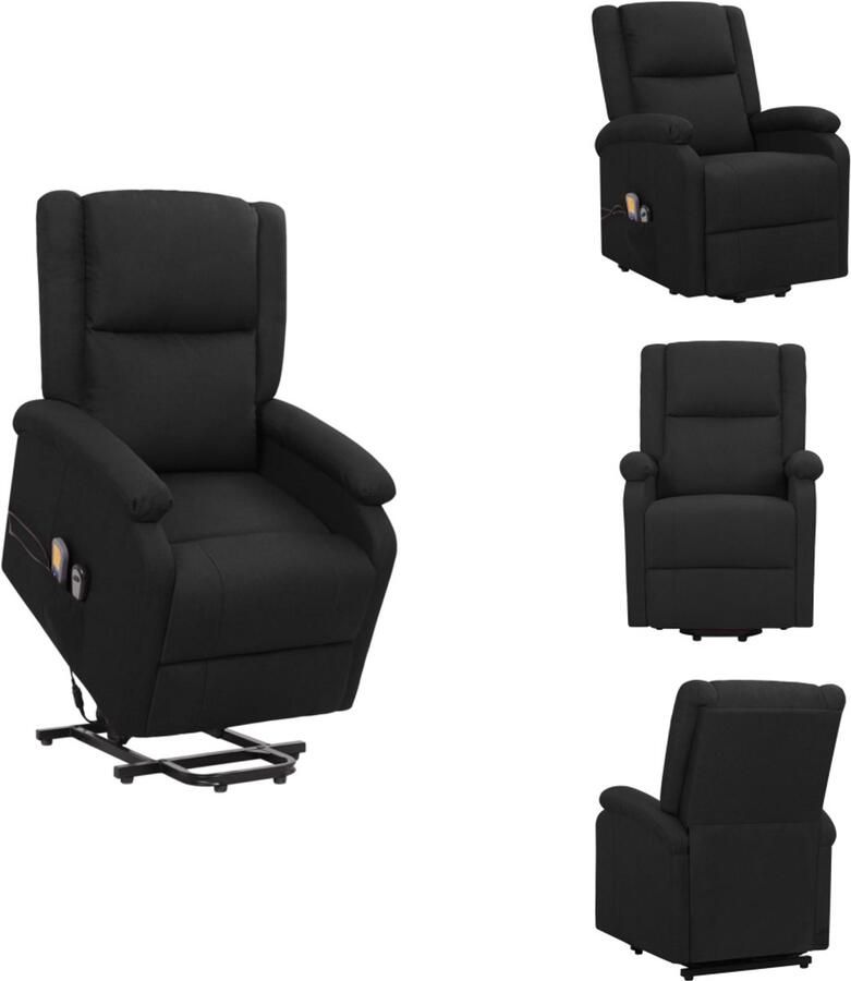VidaXL Massagestoel Verstelbaar Heffunctie Massagefunctie Comfortabele zitervaring Stevig en stabiel Zwart 70 x 89 x 103.5 cm Fauteuil