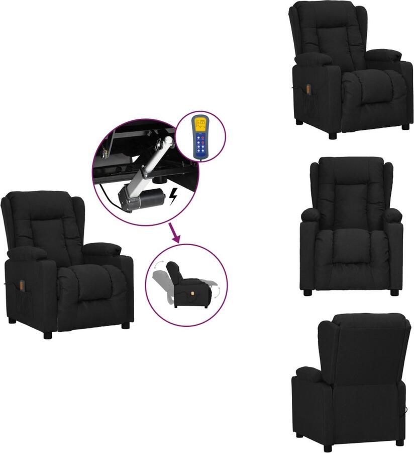 VidaXL Sta-Op Verstelbare Massagestoel Zwart 72.5 x 136.5 x 99.5 cm 6-punts trillingsmassage Fauteuil - Foto 3